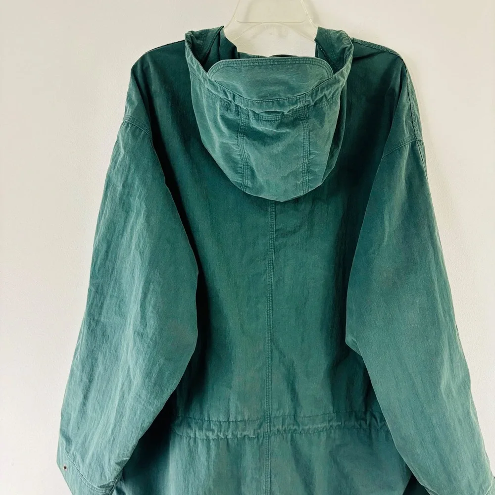 LL Bean Vintage Mens XL Tall Green Field Parka Hooded Jacket Cotton Nylon
